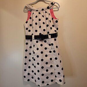 Eliza J New York Cream / Black Polka Dots with Belt & Pockets 12